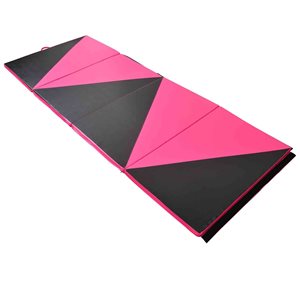 Tapis de yoga rose et noir en mousse avec poignée de transport par Soozier de 115,25 po l. x 45,25 po L.
