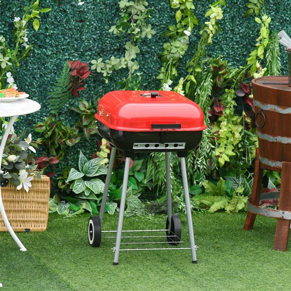 Outsunny 19 Portable Charcoal Barbecue Grill with Wheels