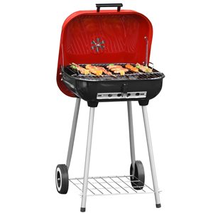 Outsunny 18-in Red Portable Kettle Charcoal Grill with Wheels