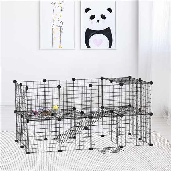 Pawhut 4.79-ft x 2.4-ft x 2.4-ft Black Metal Small Pet Crate