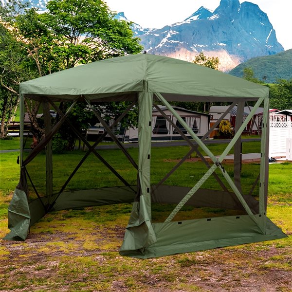 Tente de camping Outsunny en polyester avec parois latérales en maille