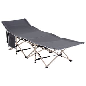 Outsunny Grey Folding Polyester Portable Large Cot
