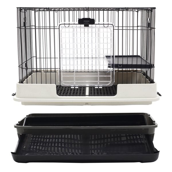 Pawhut 2.67-ft x 1.73-ft x 2.17-ft Black Plastic and Metal Small Pet Crate