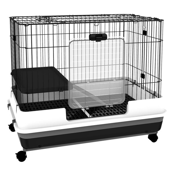 Pawhut 2.67-ft x 1.73-ft x 2.17-ft Black Plastic and Metal Small Pet Crate