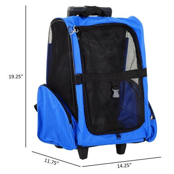 Sac de transport PawHut en tissu et filet bleu de 1,38 pi x 0,81 pi x 1,81 pi pour animal de compagnie de petite taille