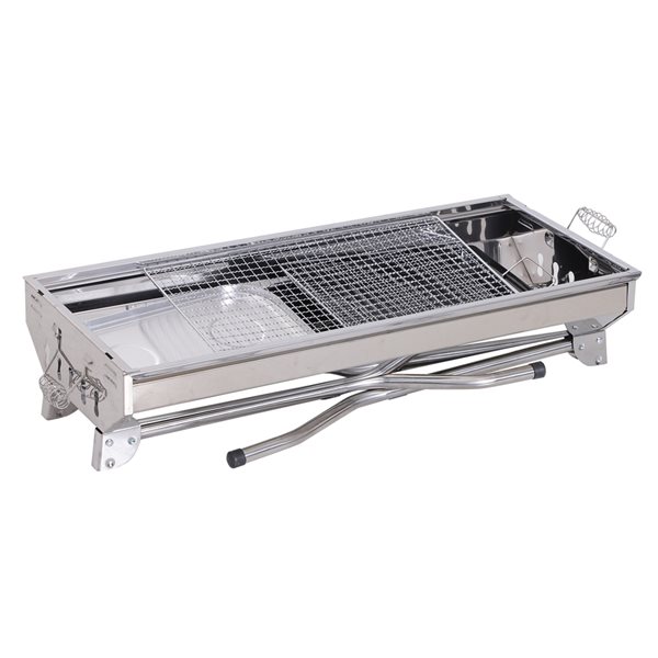 Outsunny 41-in Stainless Steel Folding Charcoal Grill with Air Vents