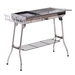 Outsunny 41-in Stainless Steel Folding Charcoal Grill with Air Vents