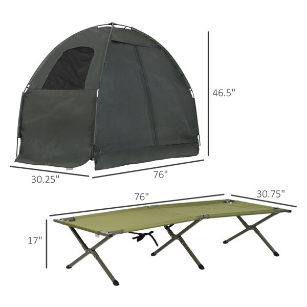 Outsunny Portable Folding Polyester Tent and Camping Cot