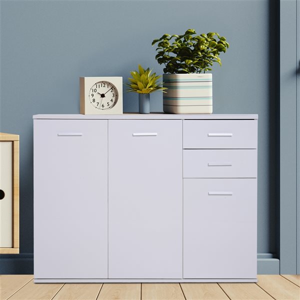 HomCom White Composite Contemporary Sideboard