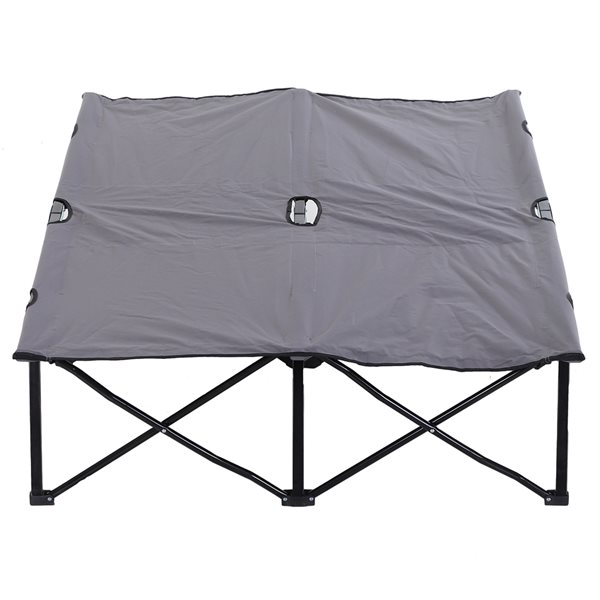 Très grand lit de camp pliant par Outsunny en polyester gris pour
