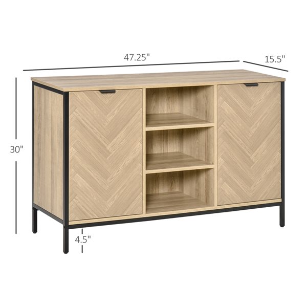 HomCom Light Brown Composite Sideboard