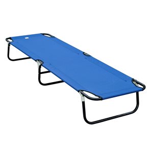 Outsunny Blue Folding Polyester Portable Large Cot