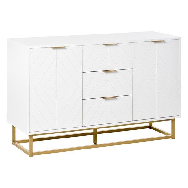 HomCom White and Gold Composite Sideboard