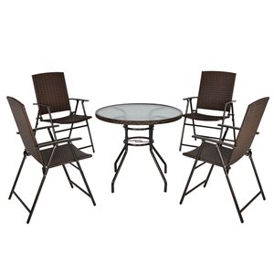 Ensemble de salle à manger pour le patio par Outsunny avec cadre brun, 5 pièces