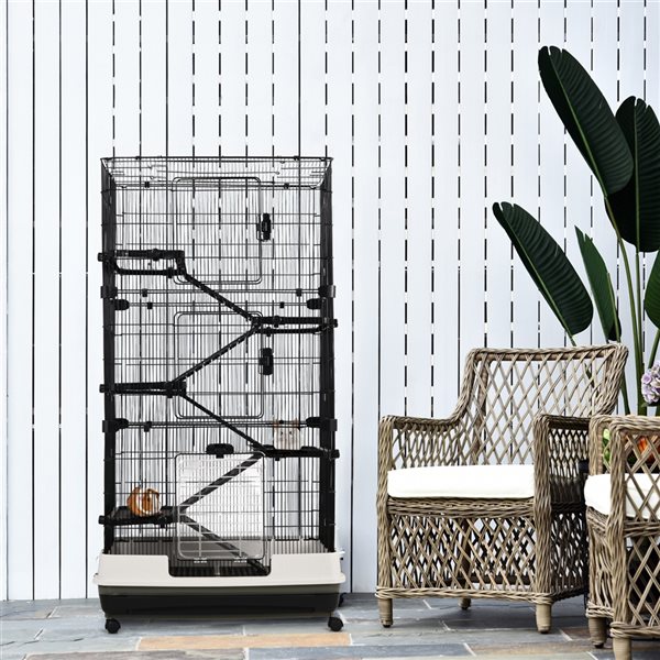 Pawhut 2.63-ft x 1.73-ft x 4.96-ft Black Metal Small Pet Crate