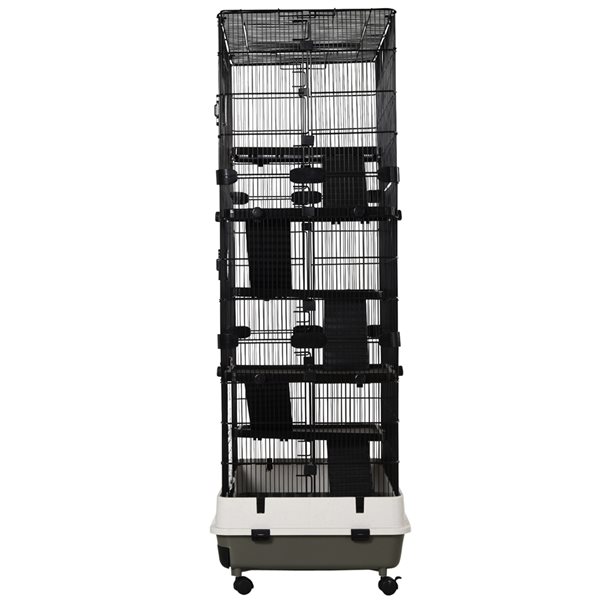 Pawhut 2.63-ft x 1.73-ft x 4.96-ft Black Metal Small Pet Crate