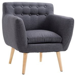 HomCom Grey Linen Modern Accent Chair