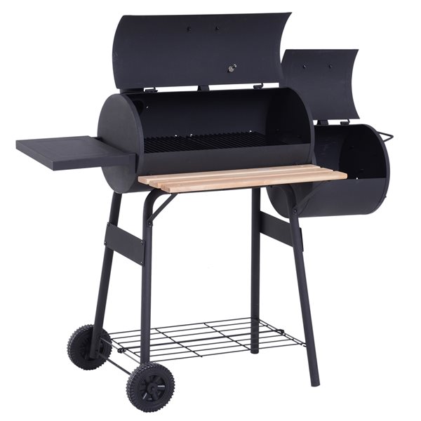 Outsunny 48-in Black Freestanding 2-Shelf Charcoal Grill with Wheels