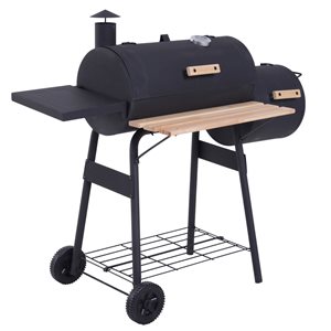 Outsunny 48-in Black Freestanding 2-Shelf Charcoal Grill with Wheels