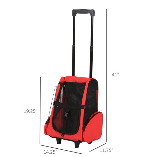 Sac de transport PawHut en tissu et filet rouge de 1,38 pi x 0,81 pi x 1,8 pi pour animal de compagnie de petite taille