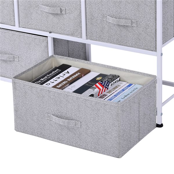 HomCom 5-Compartment Grey Steel Storage Dresser