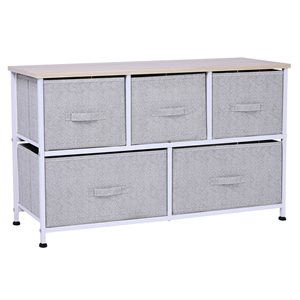 HomCom 5-Compartment Grey Steel Storage Dresser