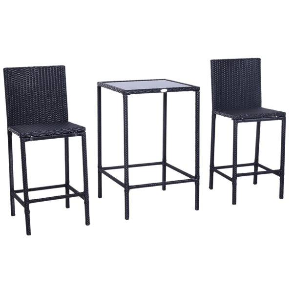 Image of Outsunny | 3-Piece Black Frame Bar Height Patio Dining Set | Rona