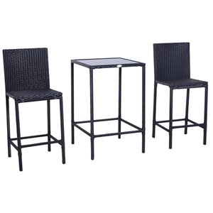 Outsunny 3-Piece Black Frame Bar Height Patio Dining Set