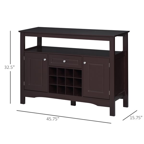 HomCom Espresso Composite Sideboard with Wine Storage