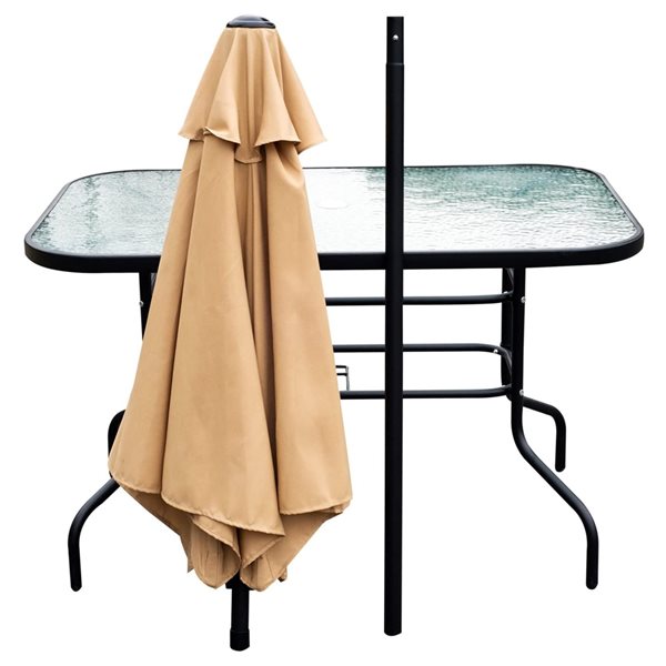 Outsunny 8-Piece Black Frame Beige Patio Dining Set