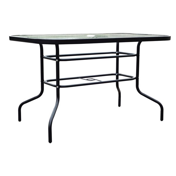 Outsunny 8-Piece Black Frame Beige Patio Dining Set