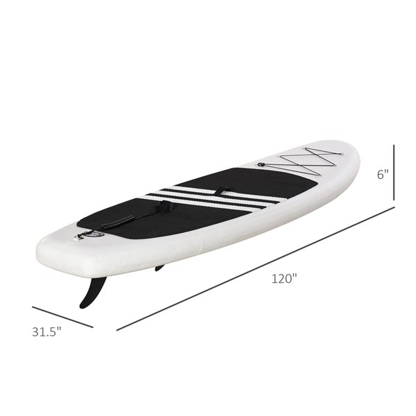 Soozier 120-in x 31 1/2-in White Non-Slip Inflatable Stand-Up Paddle Board with Accessories