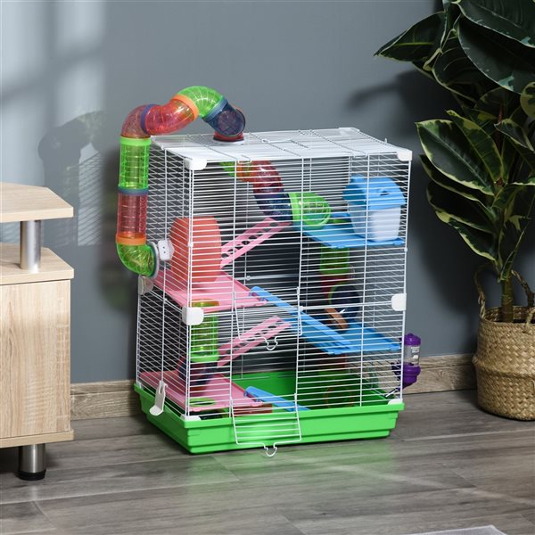 Pawhut 1.5-ft x 0.98-ft x 1.9-ft Multicolour Plastic and Metal Small Pet Crate