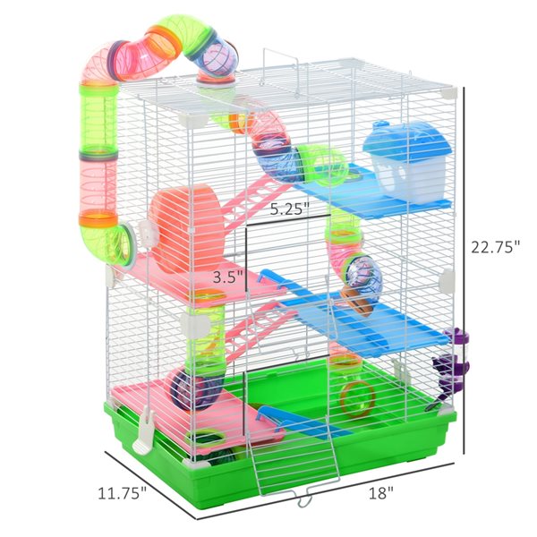 Pawhut 1.5-ft x 0.98-ft x 1.9-ft Multicolour Plastic and Metal Small Pet Crate