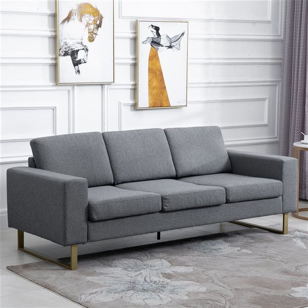Sofa moderne HomCom en lin gris