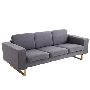 HomCom Modern Grey Linen Sofa