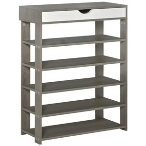 HomCom 37 1/2-in Grey Wood Modern Shoe Rack with Drawer