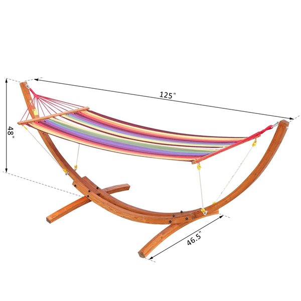 Outsunny Blaney 78 1/2-in x 39 1/4-in Multicoloured Hammock with Hardwood Stand