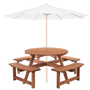 Outsunny 8-Piece Brown Frame Patio Dining Set