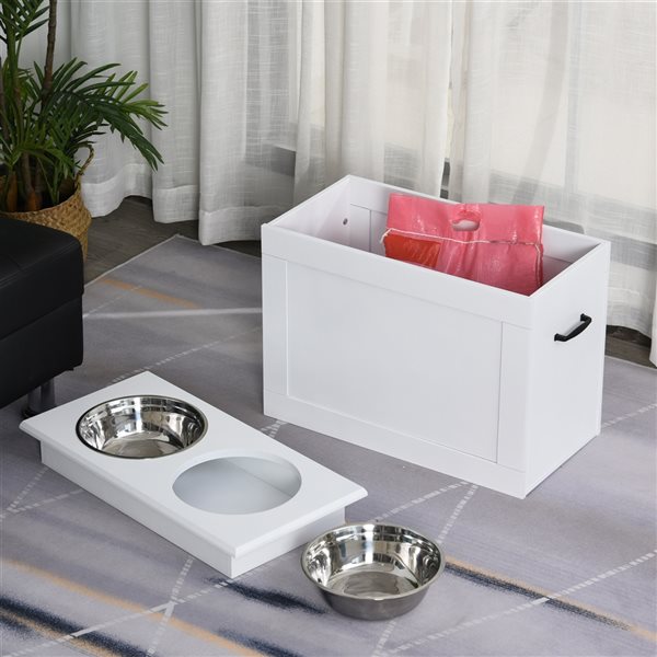 PawHut 30-L White Stainless Steel Dog/Cat Bowls with Stand