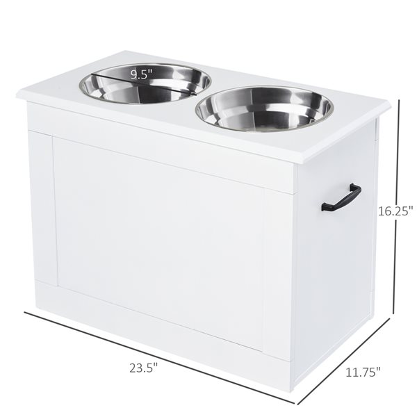 PawHut 30-L White Stainless Steel Dog/Cat Bowls with Stand