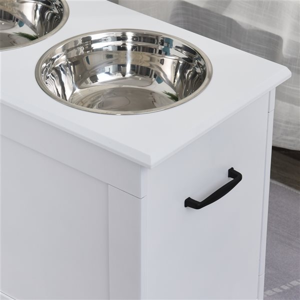 PawHut 30-L White Stainless Steel Dog/Cat Bowls with Stand