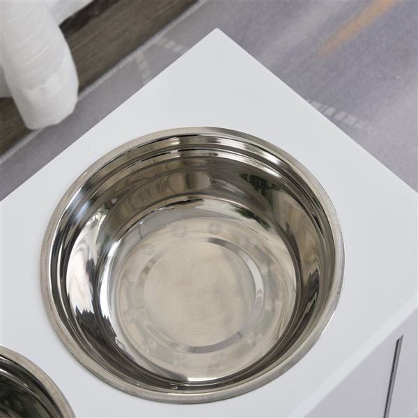 PawHut 30-L White Stainless Steel Dog/Cat Bowls with Stand