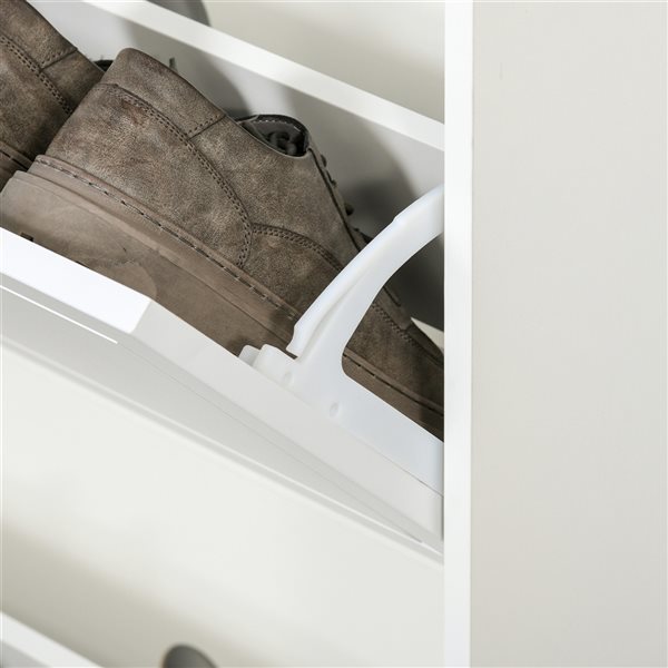 Armoire à chaussures moderne blanche HomCom de 46 po x 30 po en bois avec 3 tiroirs