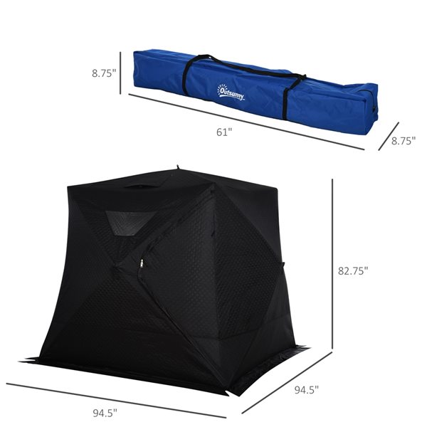 Outsunny 4-Person Pop-up Ice Fishing Tent, Insulated Ice Fishing