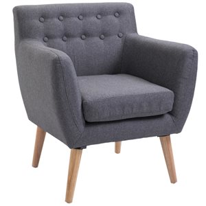 HomCom Modern Grey Linen Accent Chair