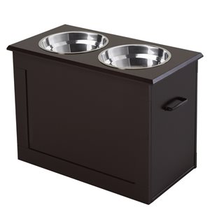 PawHut 30-L Dark Brown Stainless Steel Dog/Cat Bowls with Stand