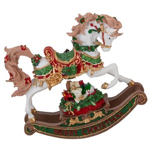 Northlight 9-in Musical and Animated Christmas Rocking Horse Figure