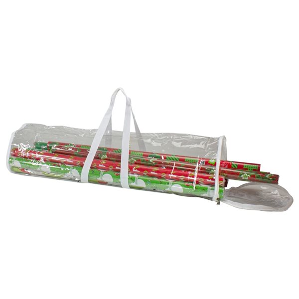 Northlight 30-in White and Transparent Christmas Gift Wrap Organizer Bag with Handles