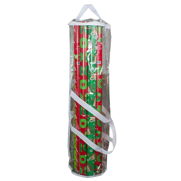 Northlight 30-in White and Transparent Christmas Gift Wrap Organizer Bag with Handles